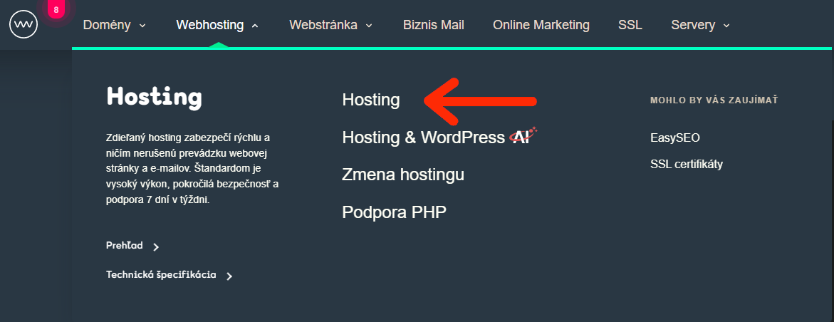 Krok 3: Výber hostingu